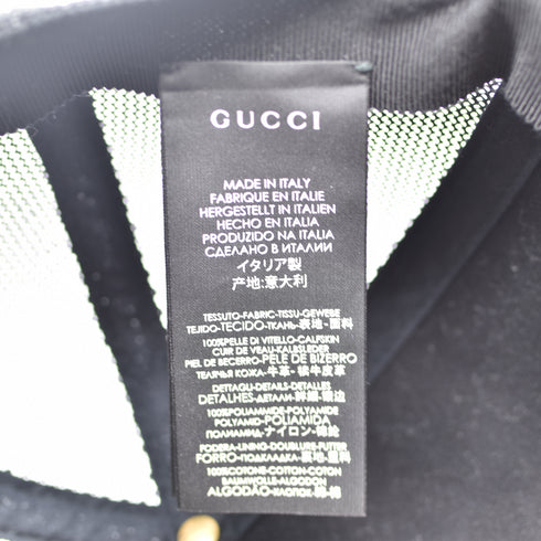 GUCCI グッチ ベースボールキャップ ロゴプリント シェリーライン レザー